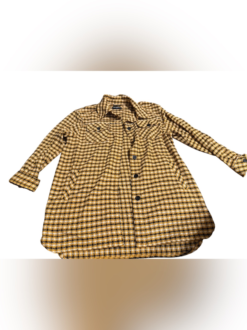 Karl Lagerfeld Yellow Black Plaid Jacket Womens Size large